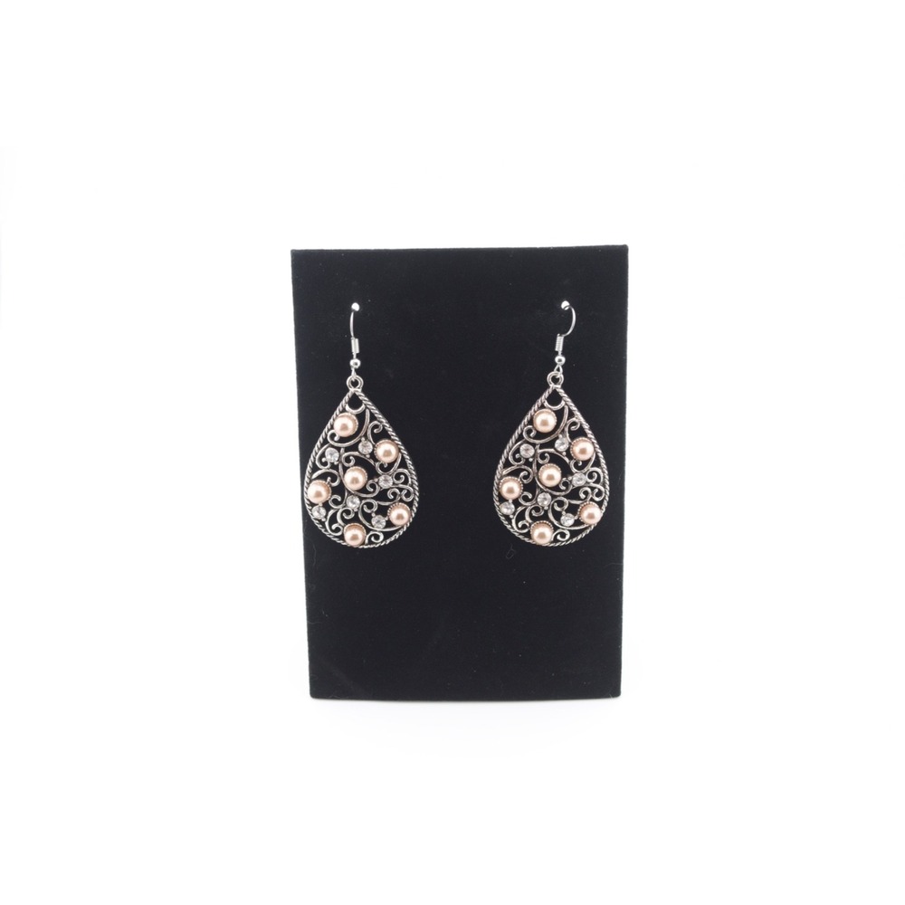 Paparazzi Glowing Vineyards Rose Champagne Rhinestone Teardrop Earrings